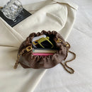 Bolsa Hobo Feminina Plissada com Corrente